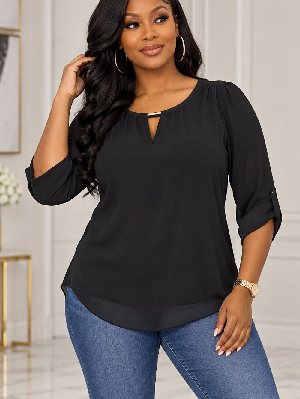 exuse me miss - Elegant Black Women's Top